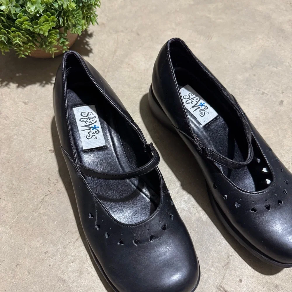 Stevie’s Vtg Y2K Black Mary Jane Shoes Girls Size 2 Coquette 90s Academia School